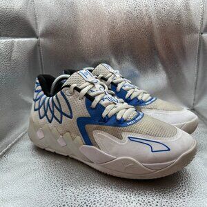 Size 9 Puma MB.01‎ Low Mens White Royal Blue Lace-Up Basketball Shoe Sneaker